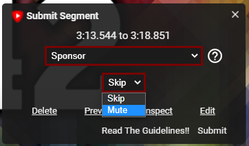 Submitting mute segments